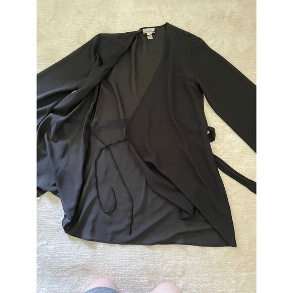 Nine and Company Womens Sheer Black Wrap Intimates Robe sz M - Picture 3 of 7